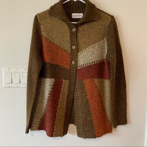 Alfred Dunner Cardigan Sweater Women’s Small S boho patchwork Clour Block